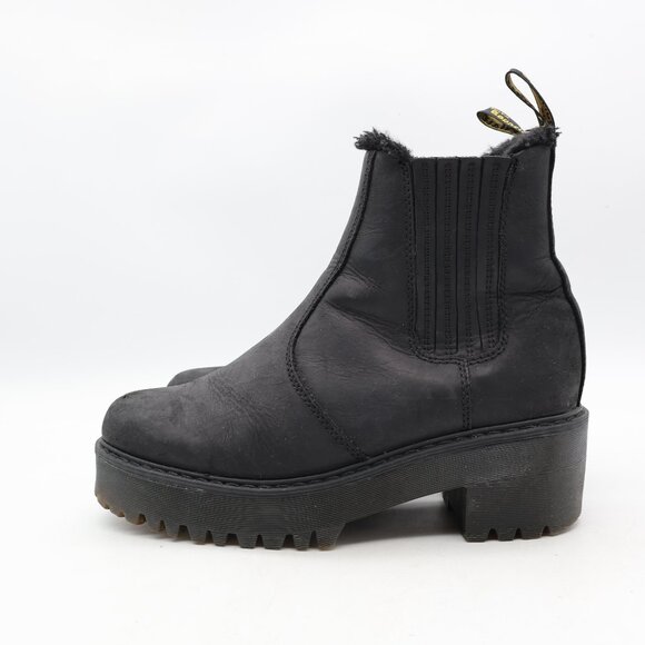 Doc Dr. Martens Rometty FL Faux Fur Lined Chelsea Boots Women's 8 Black Leather - Picture 4 of 12